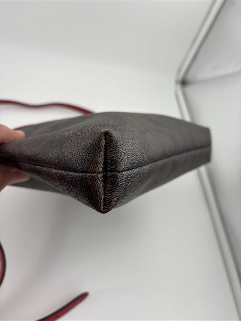 Coach Brown Signature Crossbody with Red Trim